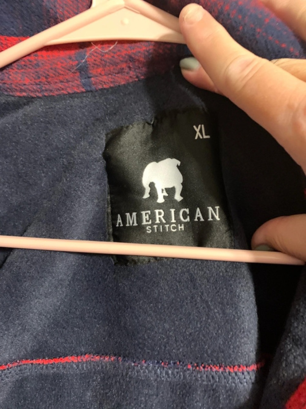 American Stitch Men's Navy Sweater with Red Accents